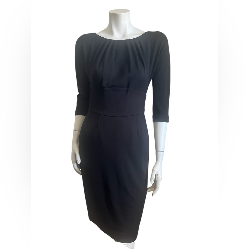 TRINA TURK Serafina Black 3/4 Sleeve Dress Sz 0 MIDI Pencil Dress